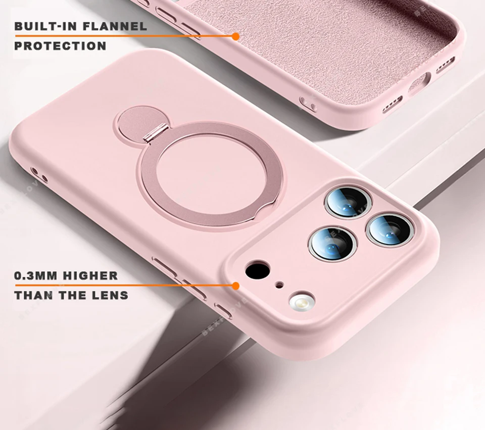 Magnetic Stand Liquid Silicone Phone Case with Magsafe Charging Holder
