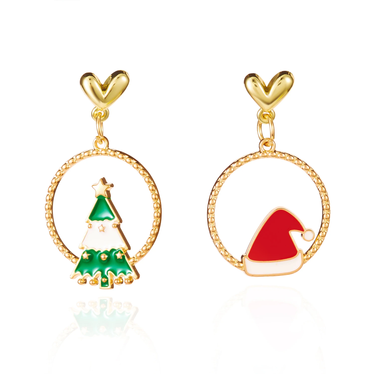Zarte rosa Tropfen Öl Weihnachtsbaum Tropfen Ohrringe für Frauen süße bunte Kranz Glühbirne Ohrringe Neujahr Party Schmuck Geschenke – Detail 7