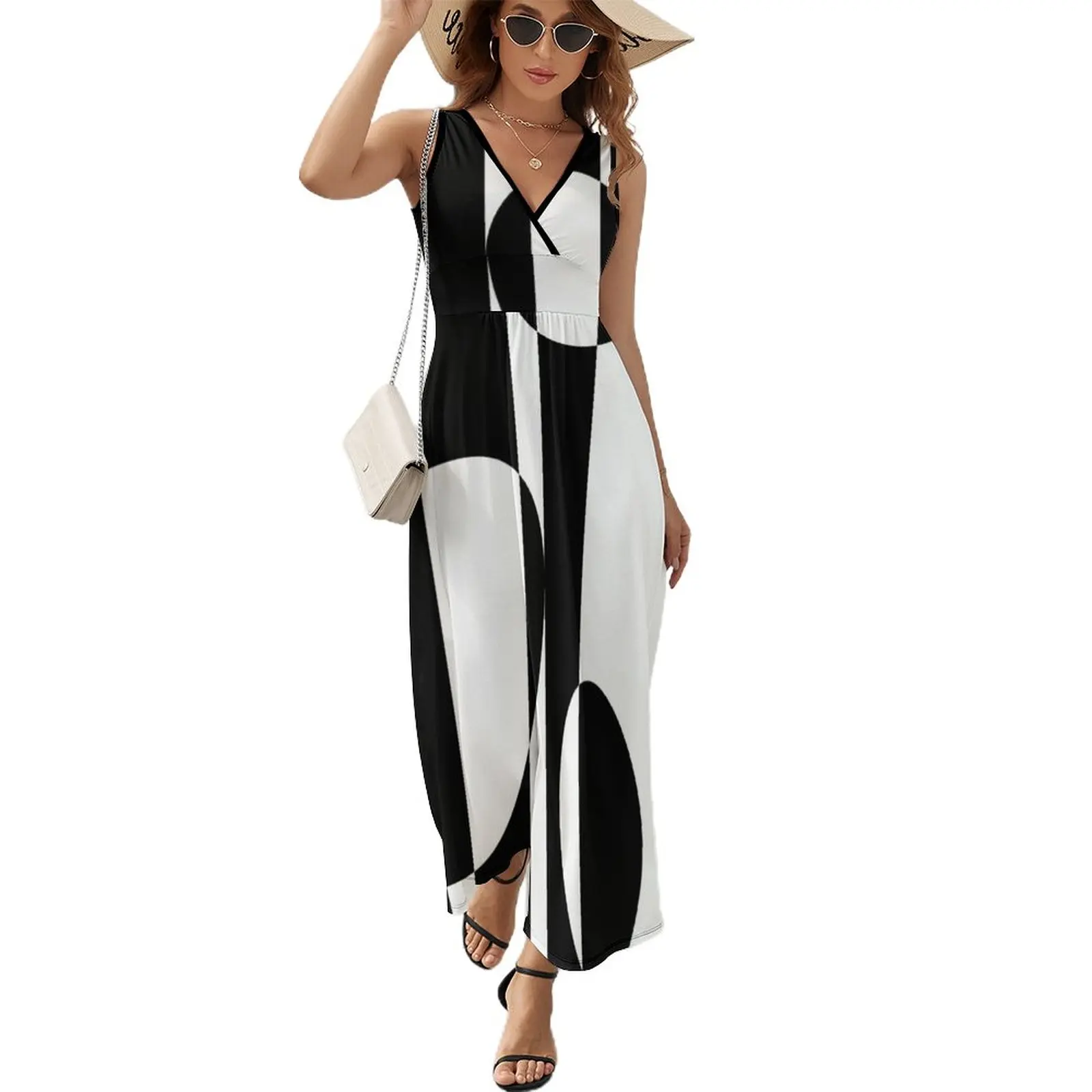 

Retro Sixties Black and White Op Art Sleeveless Dress woman dress clothes for woman