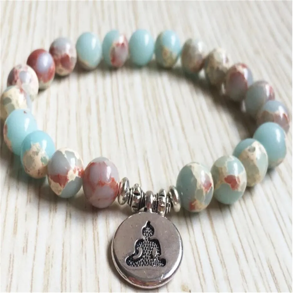 

8mm Emperor Stone Buddha Pendant Bracelet 7.5 inches Fabric Unique Adjustable Casual Durable Ethnic Office Wear Cuff