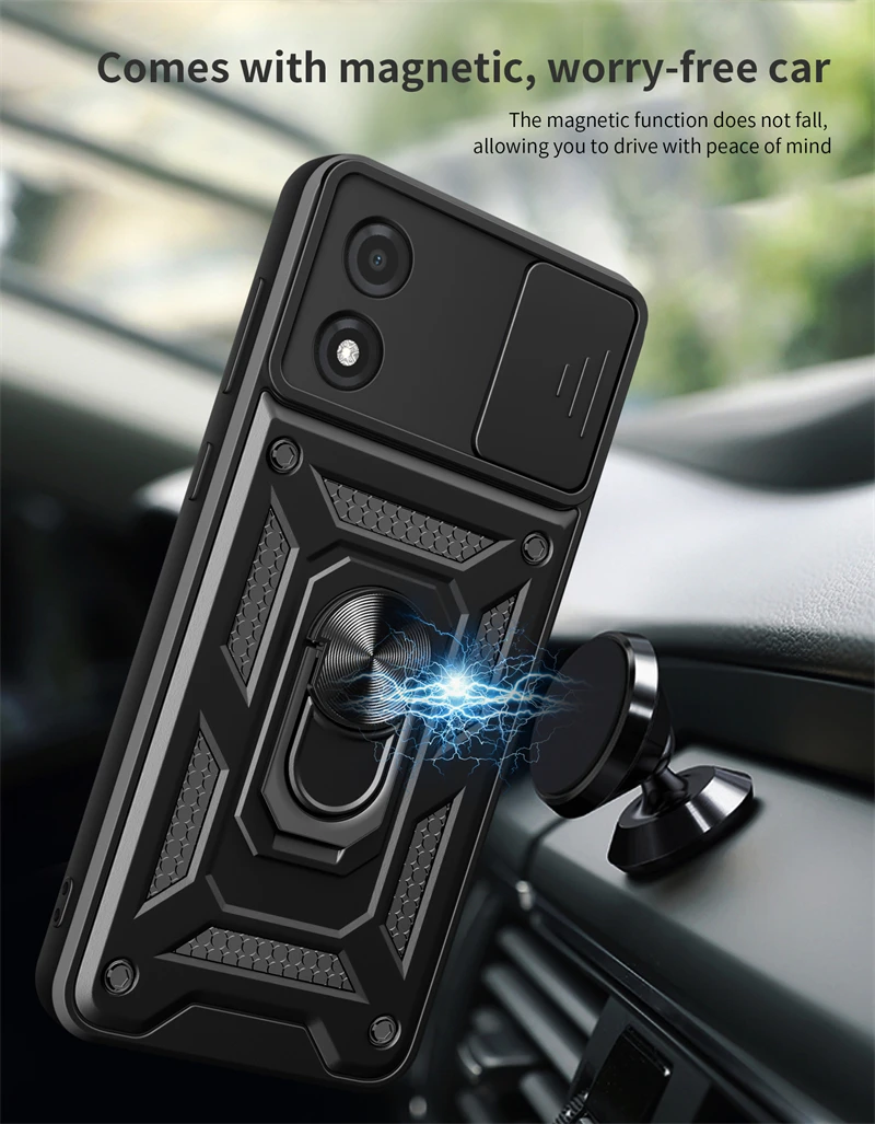 Moto E13 4G Phone Case Shockproof Armor Slide Camera Protect Magnetic Holder Back Cover phone case,magnetic case,camera lens protector case,camera protector case,phone protector cover,camera lens case