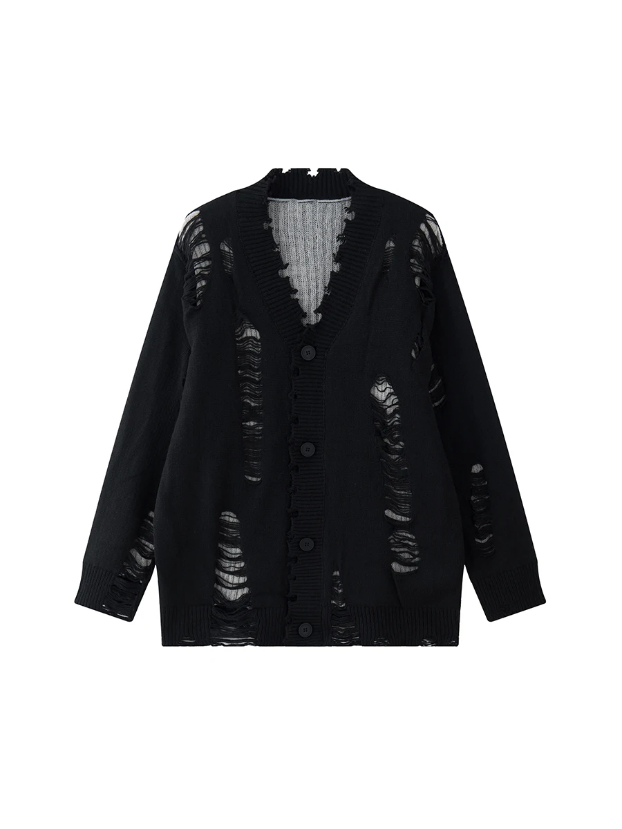 Knitted Cardigan Sweater Coats Men American Autumn Winter V-neck Long-sleeved Loose Single Breasted