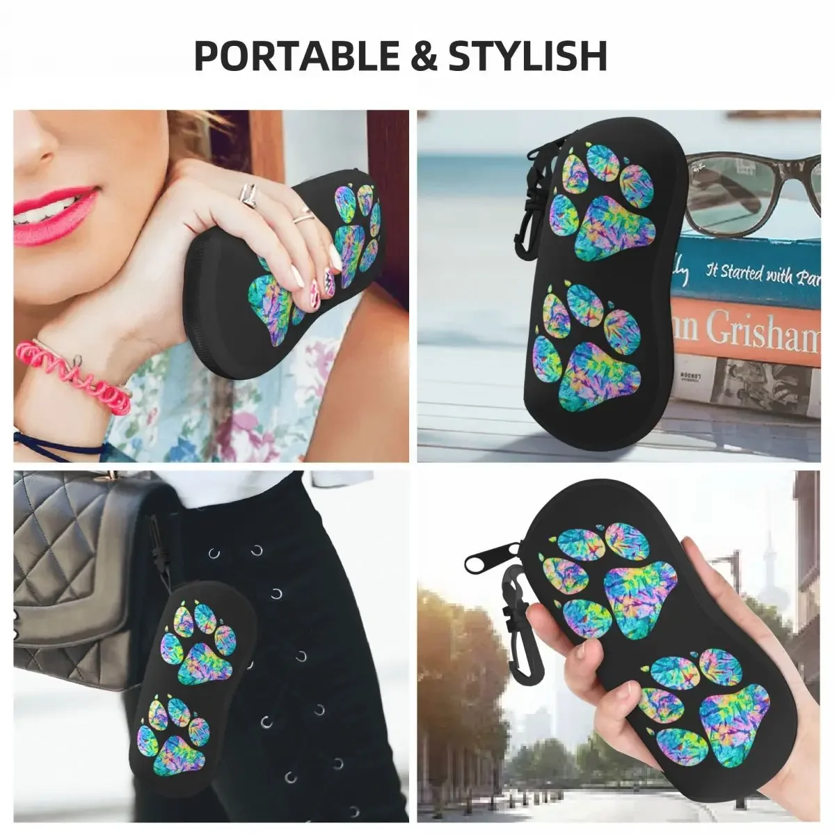 Rainbow Paw Dog Lover Glasses Case Fashion Accessories Sunglasses Storage Box Anti-scratch Eye Contacts Case