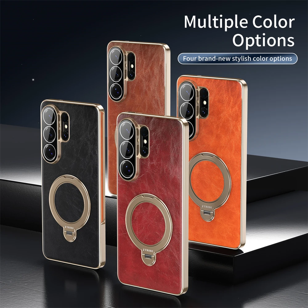Premium 360° Rotating Leather Case with Metal Stand - Magnetic Shockproof Cover