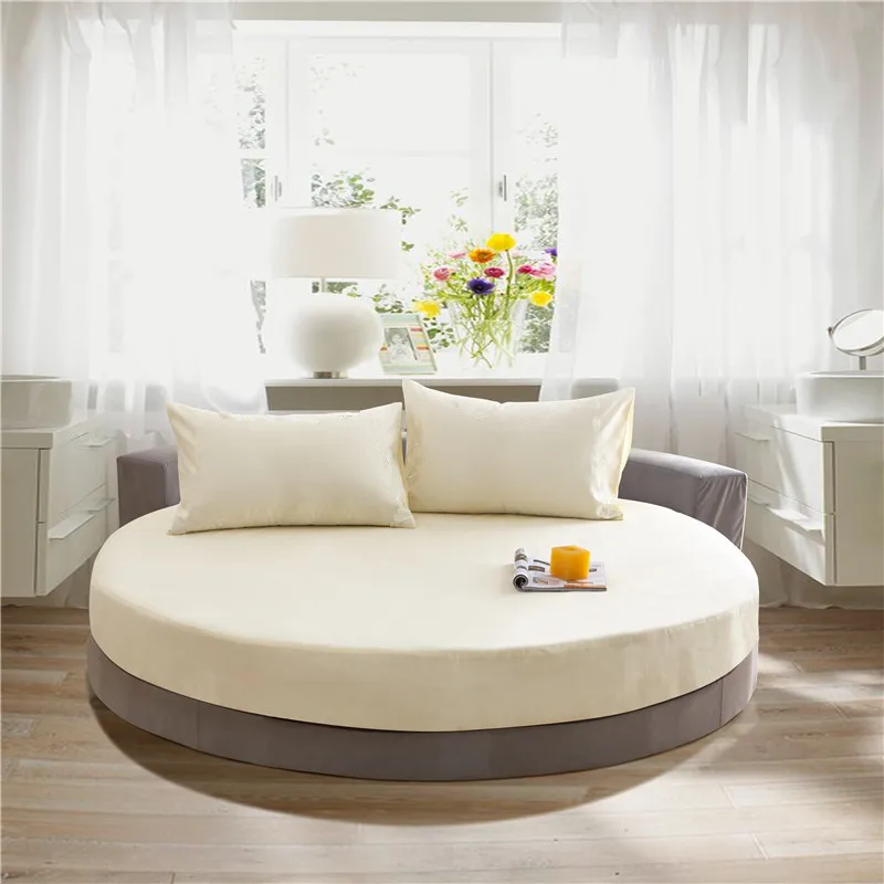 100% Cotton Fitted Sheet Round Hotel Home Extra Soft Round Bed Sheets and Pillowcases Pure Cotton Bedsheet with Elastic Straps 5