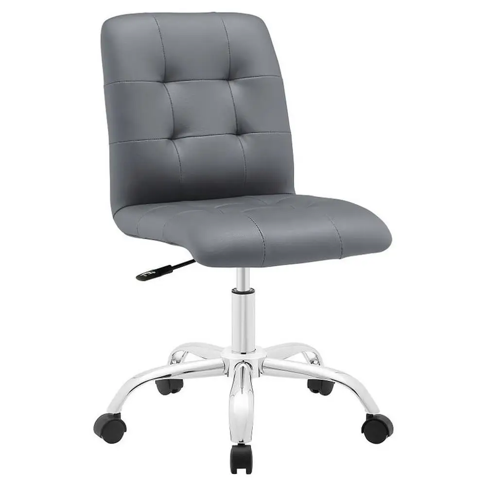 

Armless Midback Office Chair High Back Swivel Faux Leather Desk Chair Adjustable Height Polished Chrome Base 330lbs Capacity