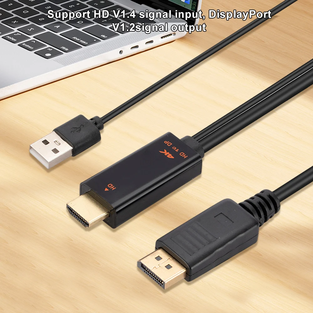 1.8M HDMI-Compatible Source To DP Display Monitor Cable USB Powered 4K 60Hz HDMI-Compatible To DP Cord for PC Laptop PS5 Xbox