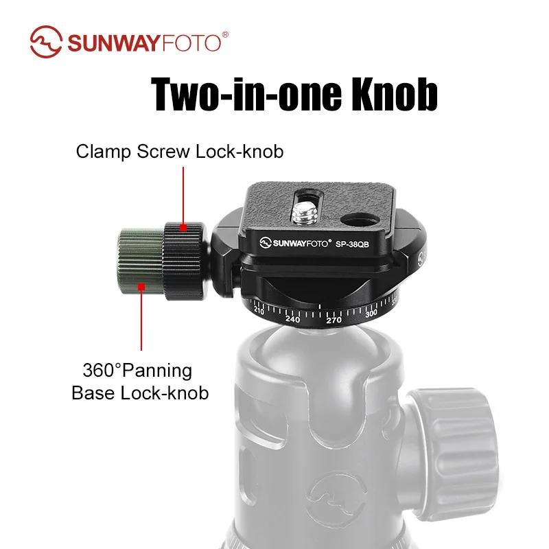 SUNWAYFOTO 40mm PC-40 360 Arca Swiss Clamp and Quick Release Plate SP-38QB