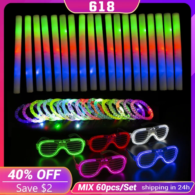 10/20/30pcs LED Foam Stick 3 Modes Multicolor Flashing Batons Red, Blue,  Green Cheering Glow Sticks Light Up Toys Party Decor