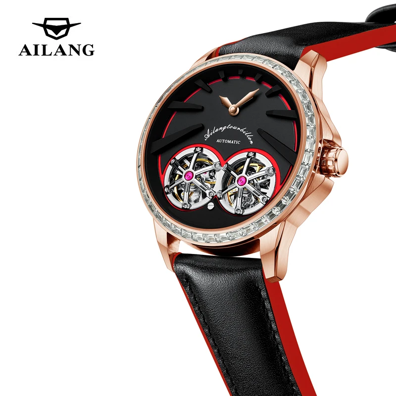 AILANG Orologio da uomo con doppio tourbillon, cinturino in pelle, impermeabile, di lusso, meccanico, con lunetta in diamanti, da uomo_voghion.com