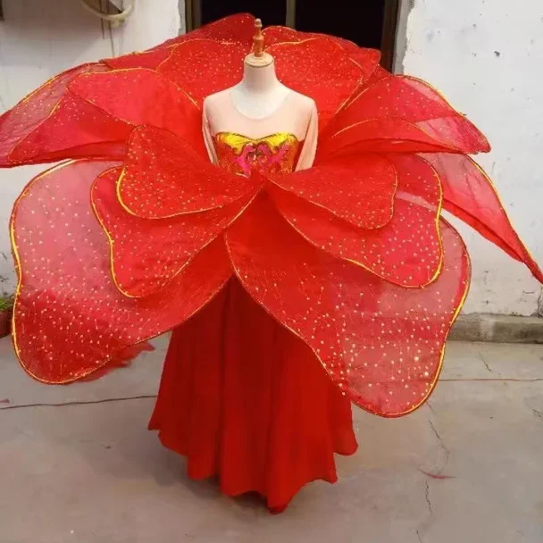High Quality Flowers opening dance big dress Modern dance performance service Ballroom dance dresses