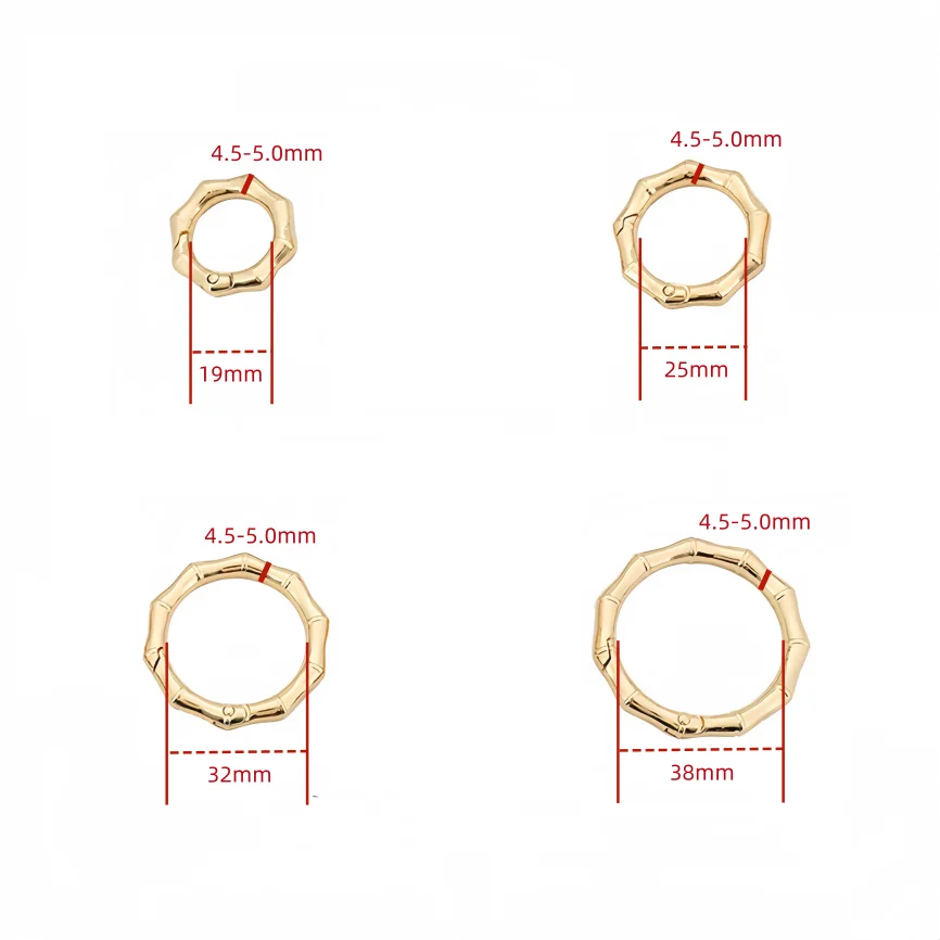 5-30pcs DIY Metal Bamboo Spring Ring 19-38mm Round Connector Buckle for Clasps Bag Handbag Carabiner Pendant Jewelry Accessory
