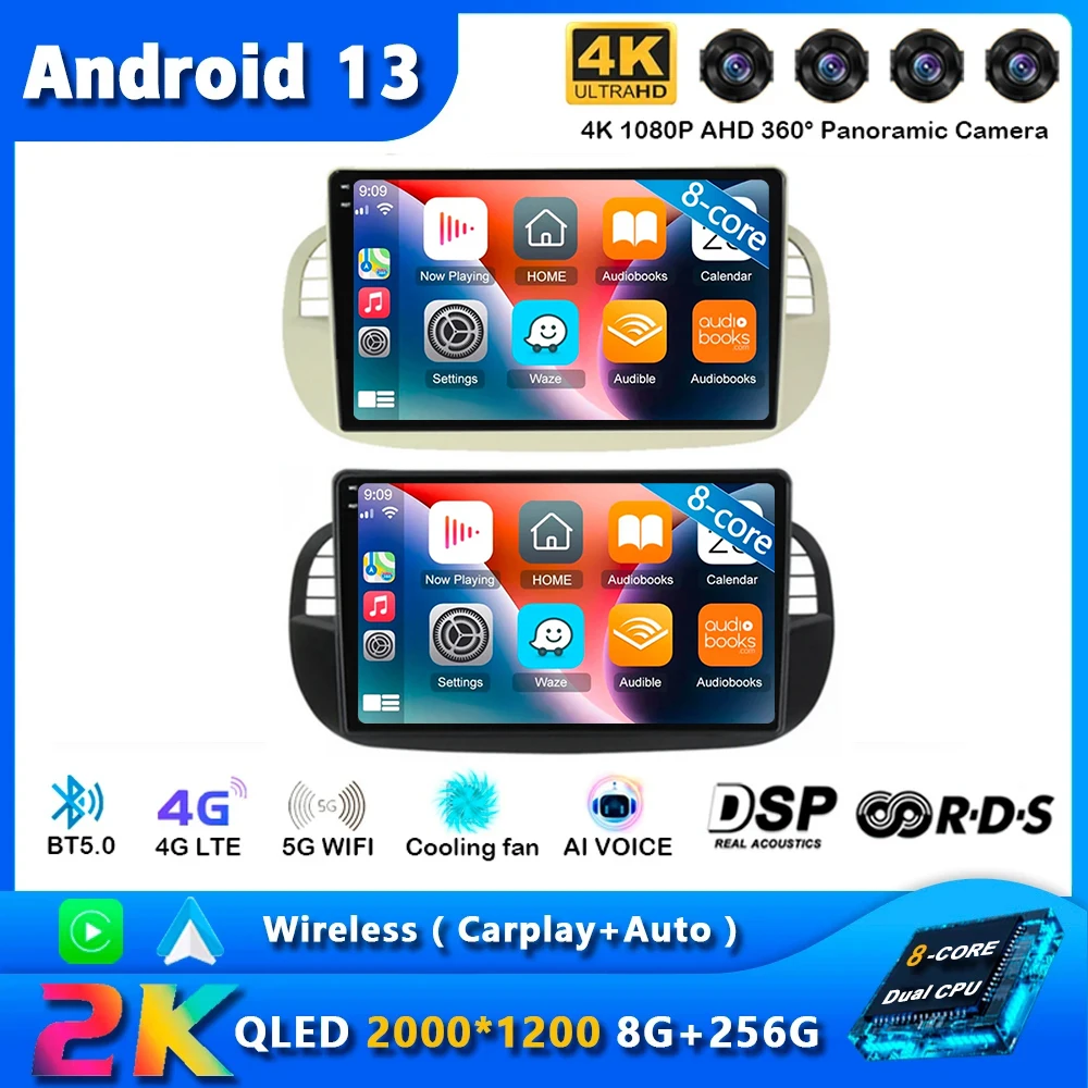 Android 13 Per Fiat 500 Abarth 2007-2015 Hd Screen System Dsp Car Player Radio Multimedia Video Navigazione Gps Wifi Bt