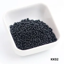 Durable Solid Color Glass Rice Beads - 3mm 20g 576pcs (KK02 black)
