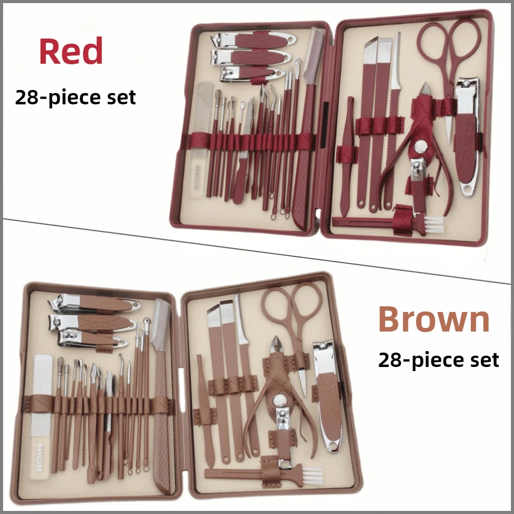 28/42 Pcs Multi-tool Manicure Set Cutters Nail Clipper Set Household Stainless Steel Ear Spoon Pedicure Scissors Tool For Beauty