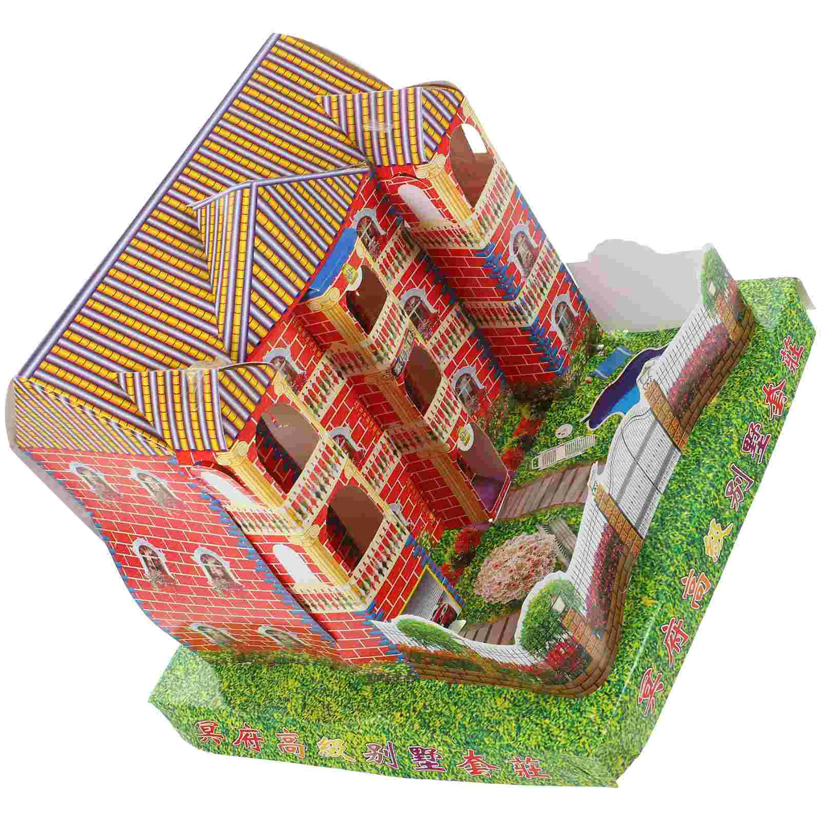 

Chinese Ancestor Money Chinese Josspaper Three-Storey Villa Papercraft Sacrificial Incense Paper Burn Heaven Papercraft Ancestor