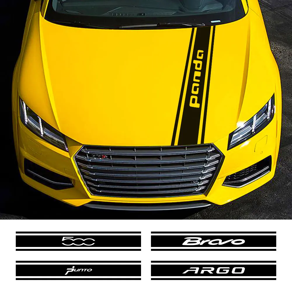 Per Fiat 500 Argo Bravo Freemont Idea Linea Panda Punto Seicento Siena Pvc Car Hood Sticker Auto Long Strip Bonnet Styling Decal
