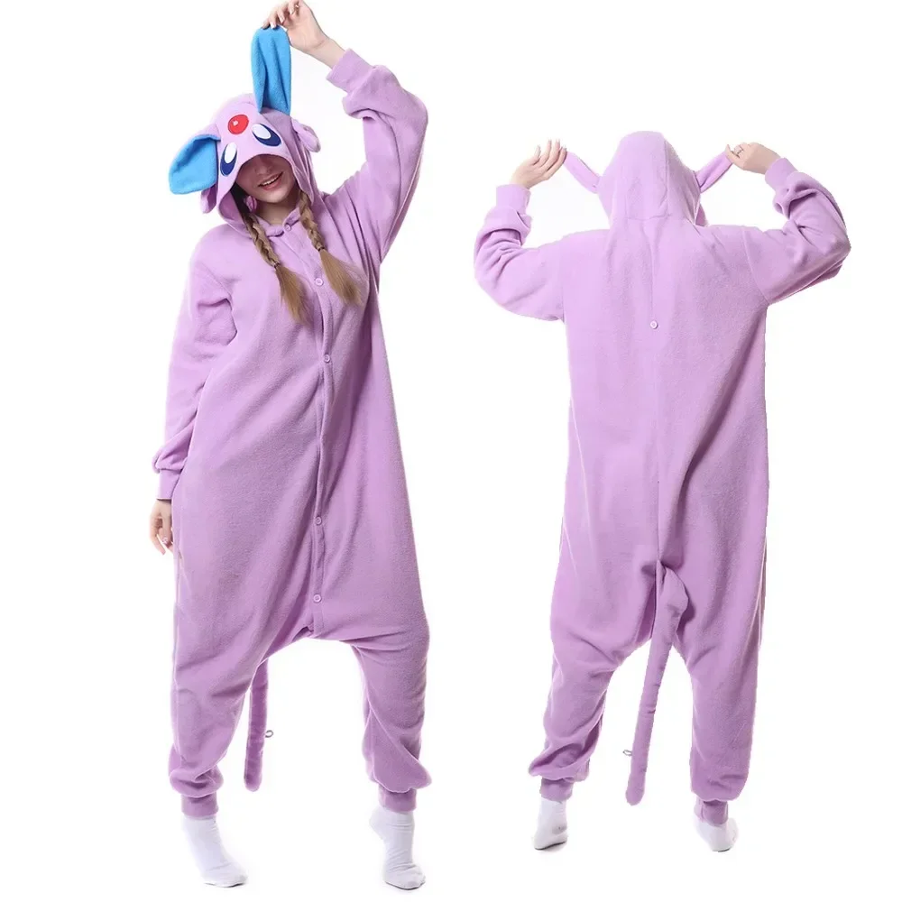 Cosplay Costume Onesies Adults Halloween Purple Espeon Pajamas Women One-Piece Bodysuit Men