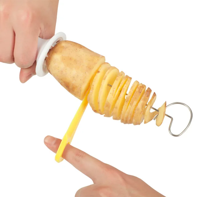 1 Beállított Tornádó Spirál Burgonya Vágó Kézi Szeletelő Kültéri Barbecue Nyárs Uborka Grill Rack Konyhai Eszközök - Image 6