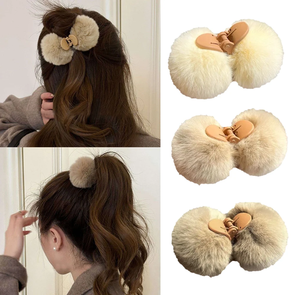 

Plush Fuzzy Edge Clip Cute Shark Clip Imitation Rabbit Fur Hair Claw Fashion Fluffy Grab Hairpin Soft Warm Hair Accessories