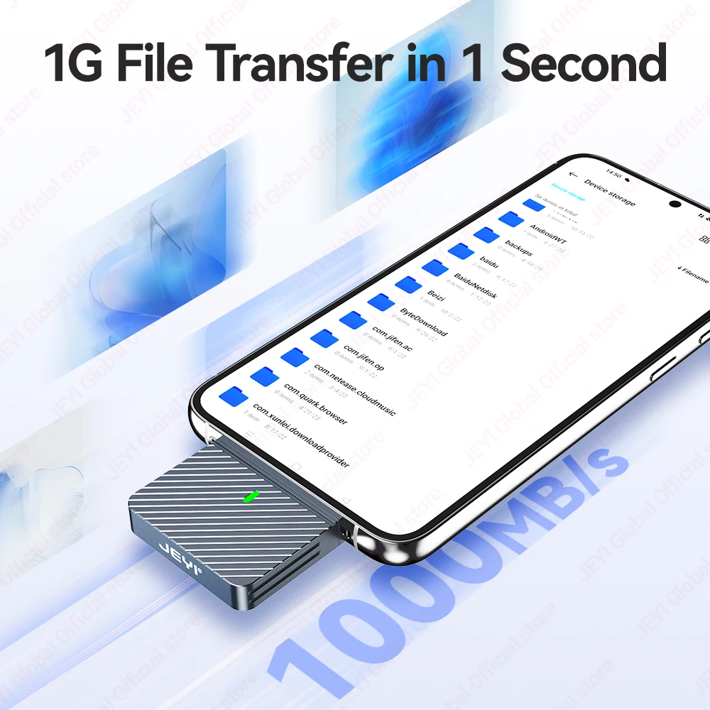JEYI 휴대용 외장 SSD 256GB/512GB/1TB - 10Gbps 타입-C 올메탈 케이스 자석 커버 4K 비디오 지원 스위치/폰/PC용