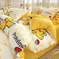 Parure de lit Pokemon Pikachu Anime pour enfants, couvre-lit en polyester, housse de couette, drap de lit mignon, couvre-lit 3D 5