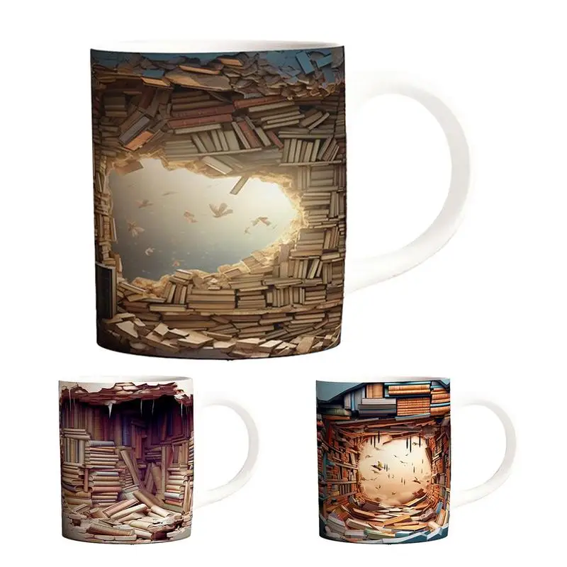 

Кружка с объемной книжной полкой, креативный космический дизайн, Многофункциональный Кубок для библиотеки, кружки для обучения, молока, подарок для друзей, на день рождения, Бытовые аксессуары