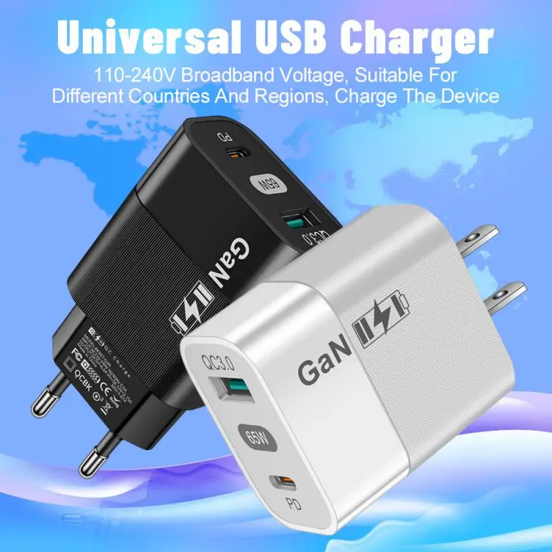

65W GaN USB C Charger PD Fast Charge Charger Korea Type For Samsung Galaxy S22 S21 Iphone 14 13 12 LG G8X KR Plug PD Charger