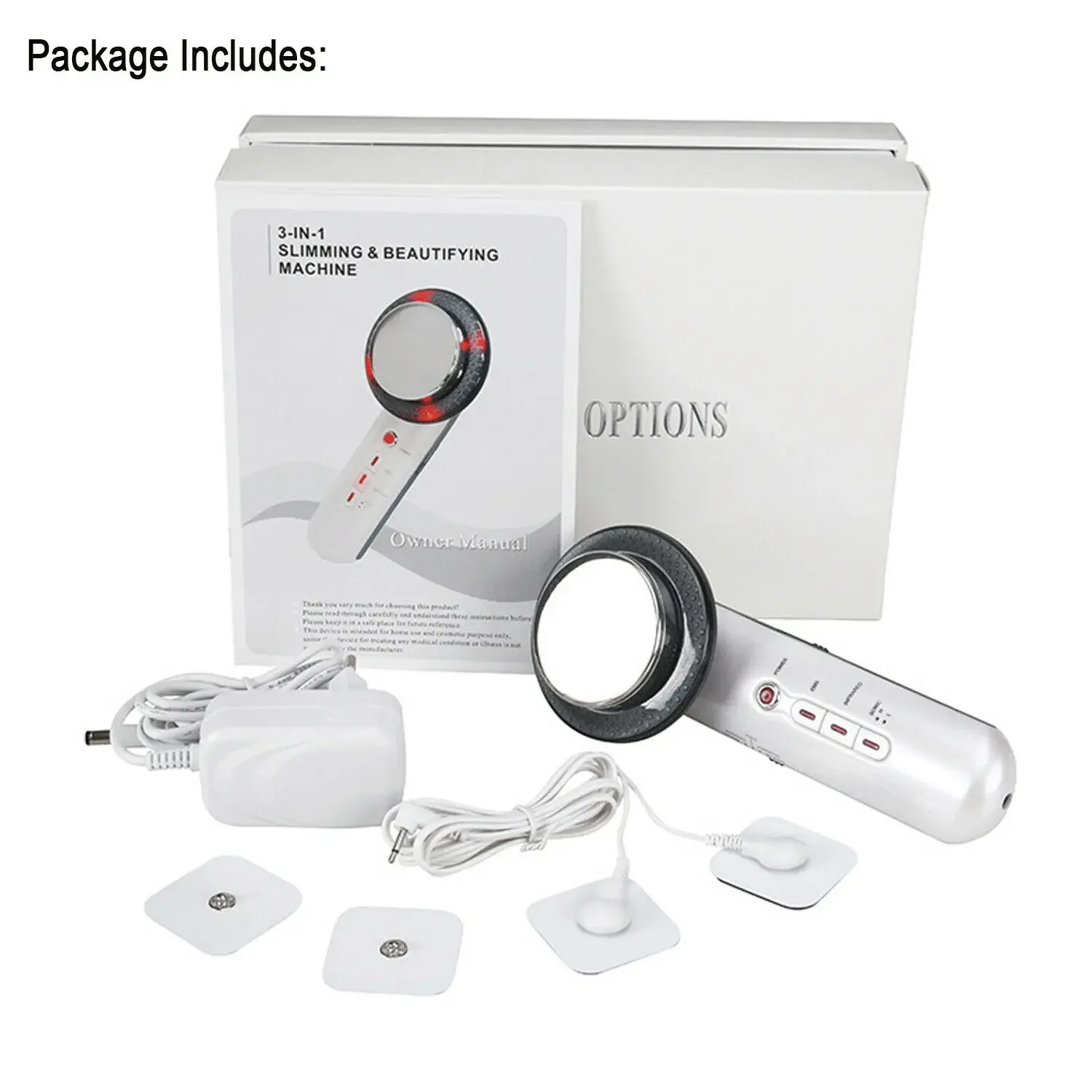 EMS Ultrasonic Red Near Infrared Light Therapy for Pain Relief, Body Slimming, Skin Care Beauty Device, 3 in 1