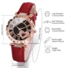 6PCS/Set Women's Watch Fashion Roma Heart Dial Leather Band Quartz Watches Leaf Bracelets Set(Without Box) 5