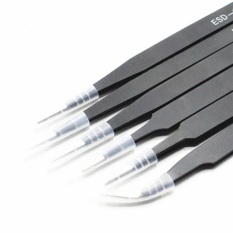 Pincettes Antistatiques ESD 6 Pièces Acier Inoxydable pour Réparation Électronique