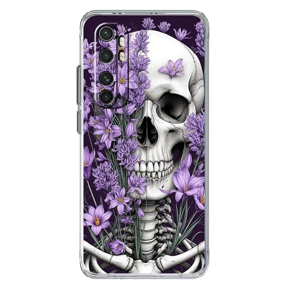 Clear TPU Phone Case with Hard Pink and Purple Skull Design