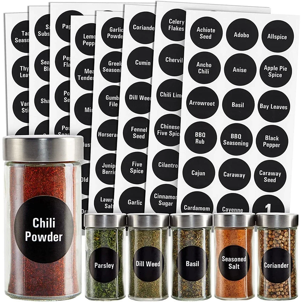 144pcs Classic 1.5 Inch Preprinted Chalkboard Label Sticker Kitchen Storage Spice Jar Label for Spice Containers Water Resistant