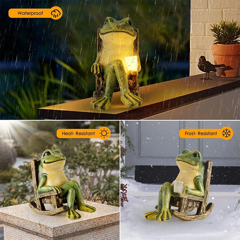 Miniature Frog Garden Statue Garden Accessories Outdoor Lights Solar Decor Housewarming Gift for Patio Yard Lawn Ornament resin statue resin handicraft ornaments garden statue resin ornament resin ornaments garden decoration animal ornaments