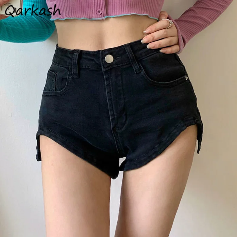 

Denim Shorts Women High Waist Slim Tender Hotsweet Summer Solid Fashion Streetwear Basic Trousers Simple Hipster Korean Style