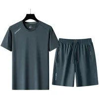 2024 Summer Black White Tracksuits For Men's Set Sleeves T-Shirt + Shorts Sportswear Brand Sporting Suit Oversize 5XL 1