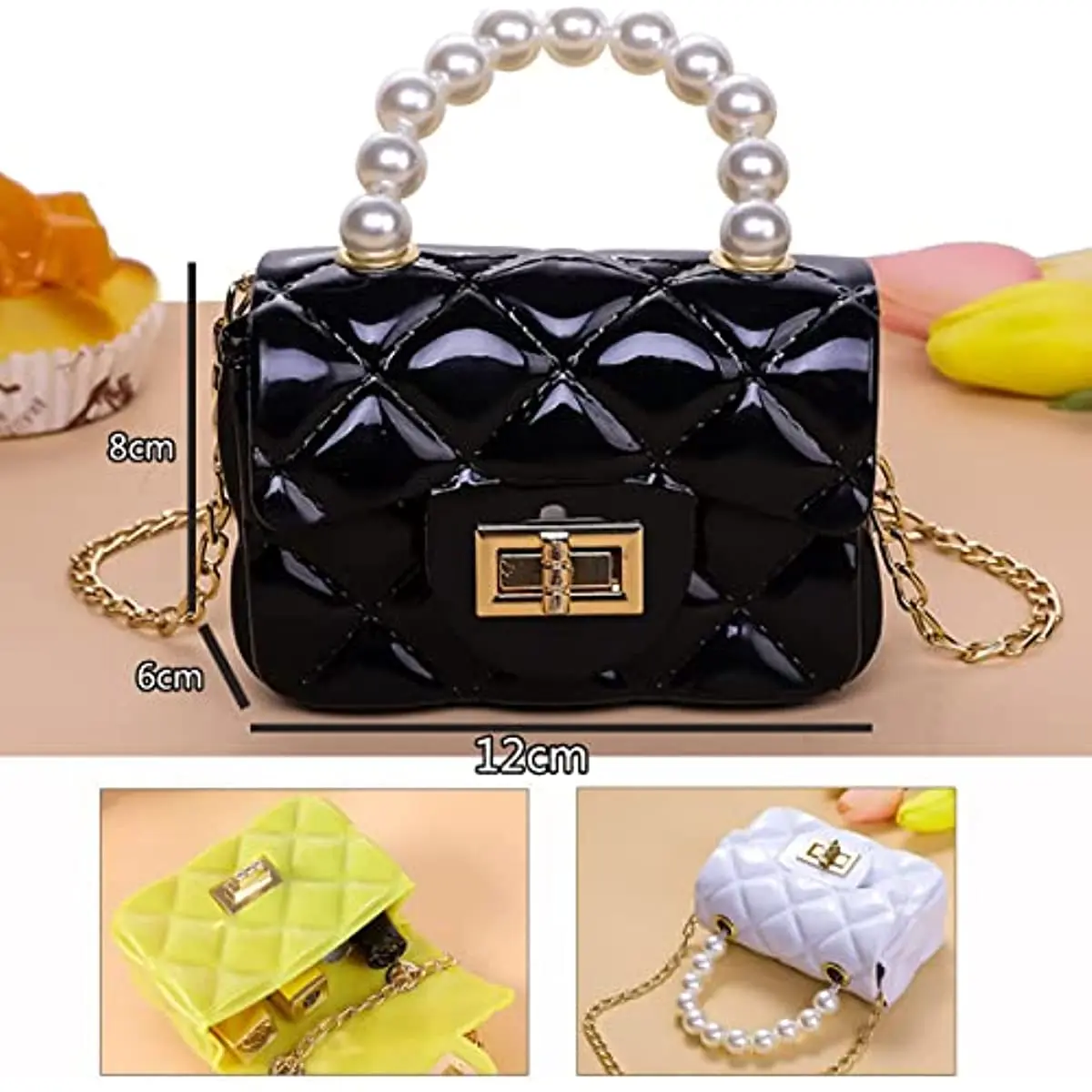 Keychain Holder Decoration with Mini Handbag Personal Alarm Card Trigger Wristband Key Chains Accessories with Pompom