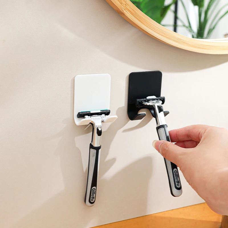 Adhesive Razor Holder 2PCS Wall Mounted Bathroom For Shower Hook Rack Gillette Shaver Holder Plastic Hook Razor Rack