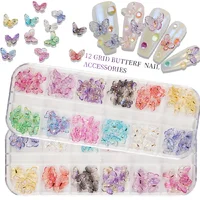 60Pcs/Box Nail Art Butterfly Resin Stones Gems 2 Sizes Multi-Colors Sparkle Nail Designs Charms DIY Manicure 3D Decals Crafts 1