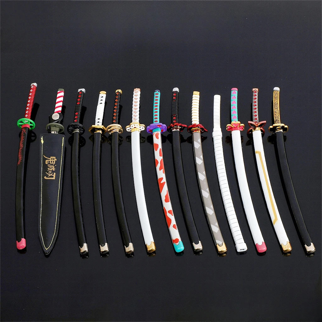 Demon Slayer Katana 25cm with Display Stand Metal Model Collection Nichirin Sword Inosuke Anmie Peripherals Obanai Knife Mitsuri cosplay sword cosplay prop laser sword cosplay toy