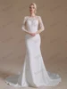 Classic Wedding Dresses Satin Bridal Gowns Lace Appliques Full Sleeves Modest Sheath Mermaid Vestidos De Novia Customized 2025 3