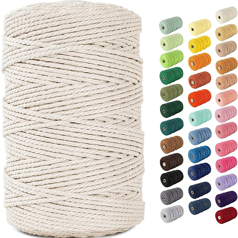 Handmade Boho Decor Colorful Cotton Cord Rope Thread Twisted Macrame String DIY Home Wedding Decoration Supply 110yards 3mm