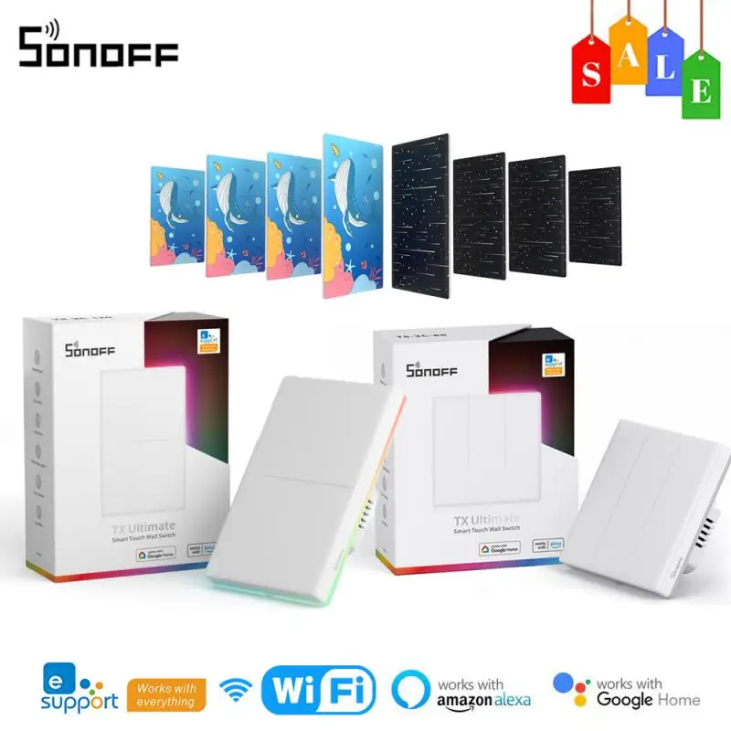 Sonoff T5 Tx Eu/Us 1/2/3Gang Wifi Smart Touch Wall Switch Smart Home Tramite Ewelink Voice/Touch Control Per Alexa Google Home