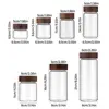 Glass Transparent Acacia Wood Containers With Lids Storage Tank Storage Pots Sealed Can Split Bottle Spice Jars 5
