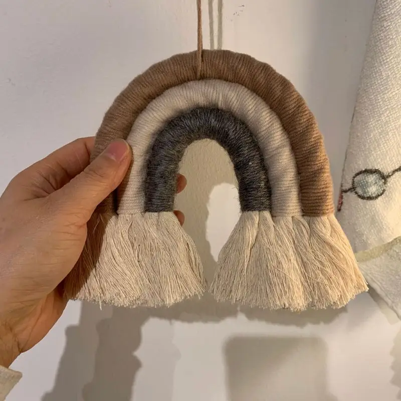 4 Layers Macrame Rainbow Wall Decor for Bedroom Nursery Baby Kids Rooms Colorful Tapestry Rope Woven Tassel Wall Hanging Toys