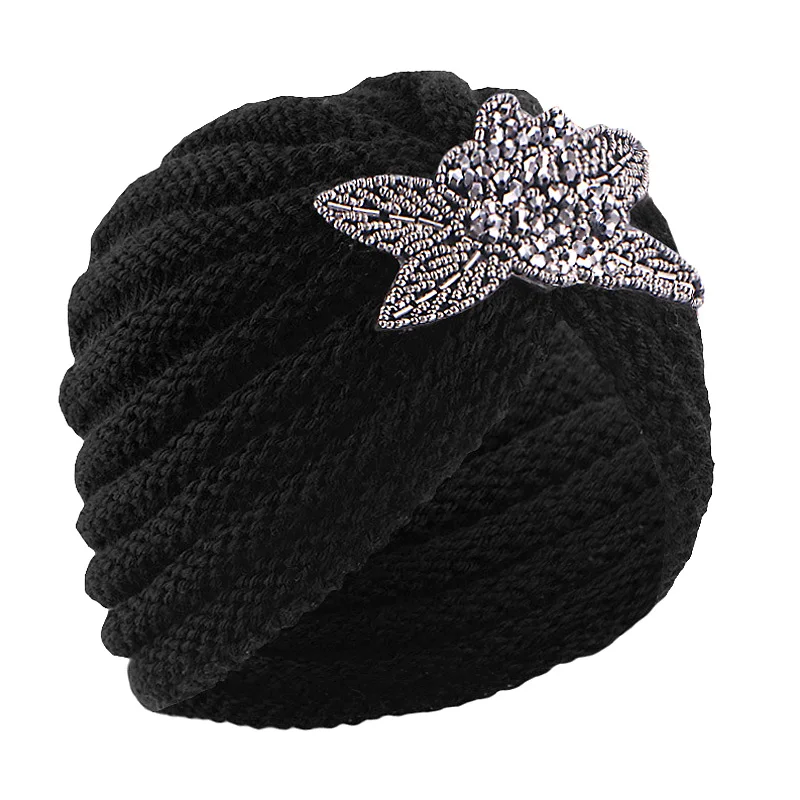 Gebreide winter turban muts dames wollen warme bonnet beanie_voghion.com