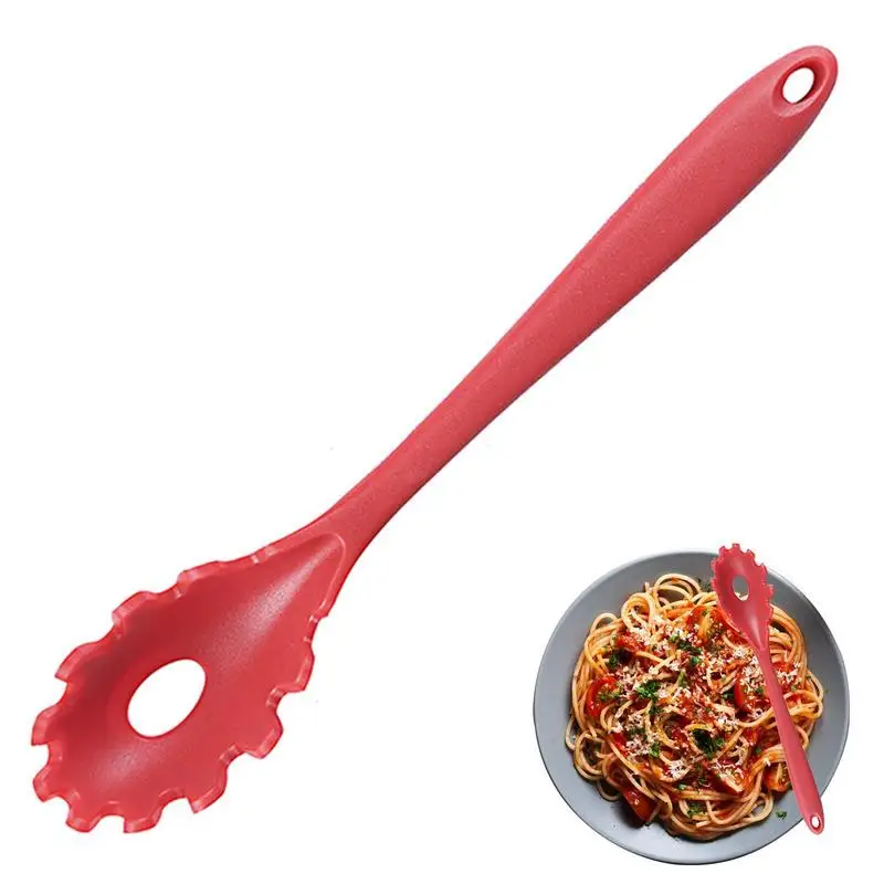 Spaghetti Serving Spoon Durable Food Grade Pasta Spoon Server With Ergonomic Handle Heat Resistant Silicone Pasta Fork For