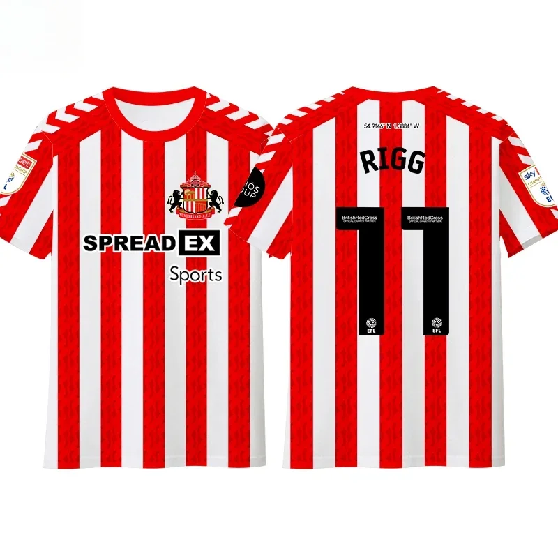 2025 Sunderland T Shirt Hot Home and Away 3d Printed Football Short Sleeved Tops Men Women Sports Tee Children's Clothing 6