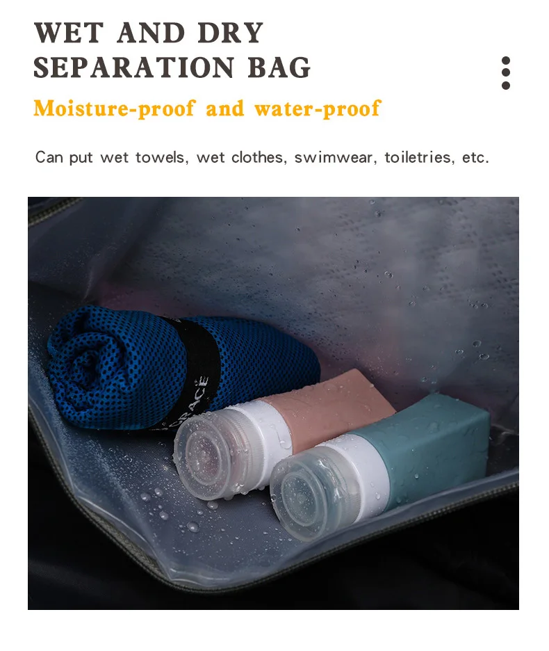 Zusammenklappbare Reisetasche, Trocken- und Nasstrennung, wasserdicht, große Aufbewahrungstasche, große Kapazität, Lingge-Einkaufstasche, Damen-Yoga-Umhängetasche – Detail 8
