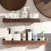 Bathroom Shelf，No punch storage rack，Solid Wood bathroom shelves ，Punch-Free Wooden Shelf Wall-Mounted Shower，Toilet Organizer 1